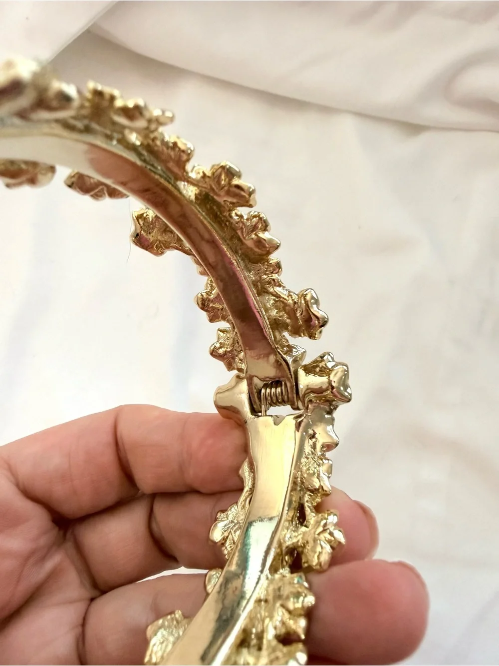 Gold Tone Floral Cluster Bangle Bracelet - Picture 5 of 10